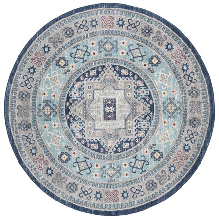 Safavieh 6 ft. 7 in. x 6 ft. 7 in. Kazak 100 Round Rug Blue & Creme KZK122B-7R